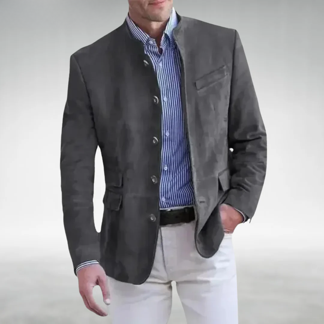Suede Blazer - Men's Stylish Single Breasted Blazer Jacket-Men's blazer-Chaps of London-Chaps of London