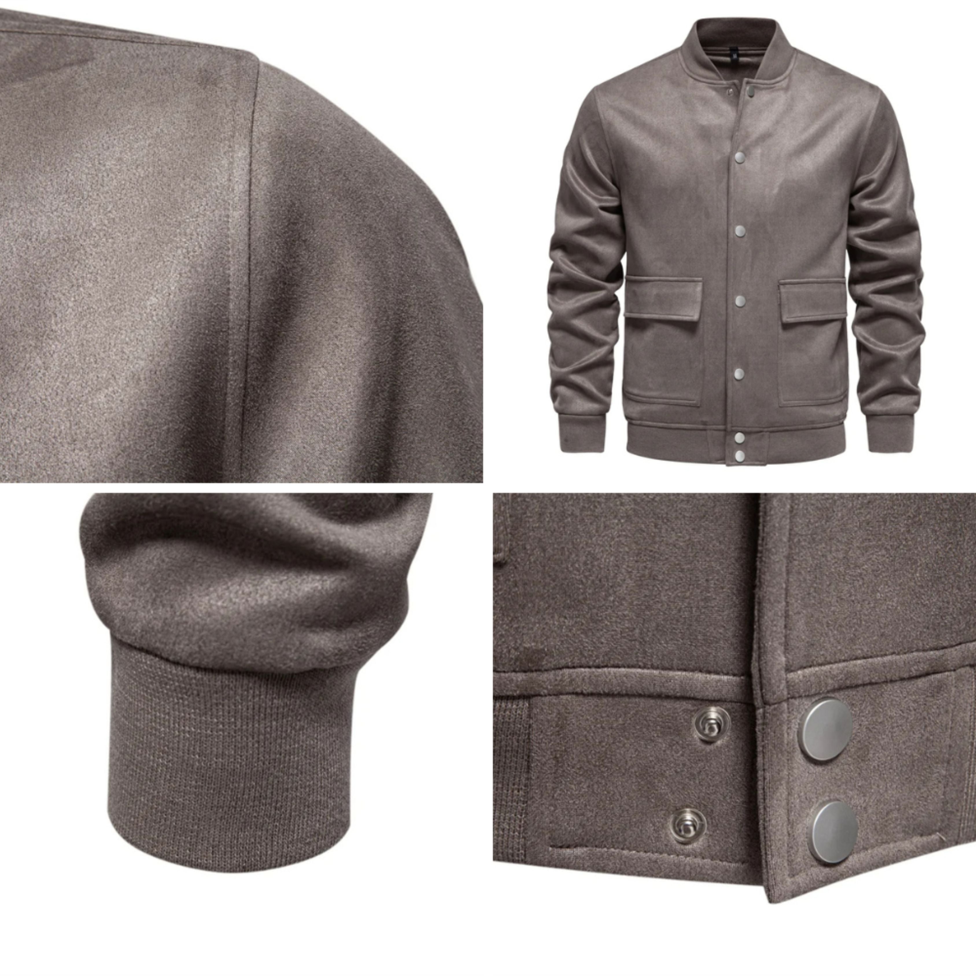 Suede Jacket - Button-Up - Thin - Casual Jacket - Men's Jacket-Bomber Jacket-Chaps of London-Chaps of London