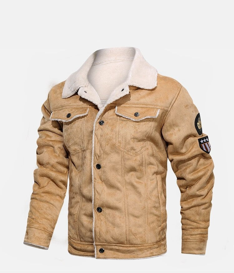 Suede Jacket | Fleece Lined | Sherpa Lined | Biker Winter Jacket | Men's Winter Jacket-Men Jackets-Chaps of London-Chaps of London