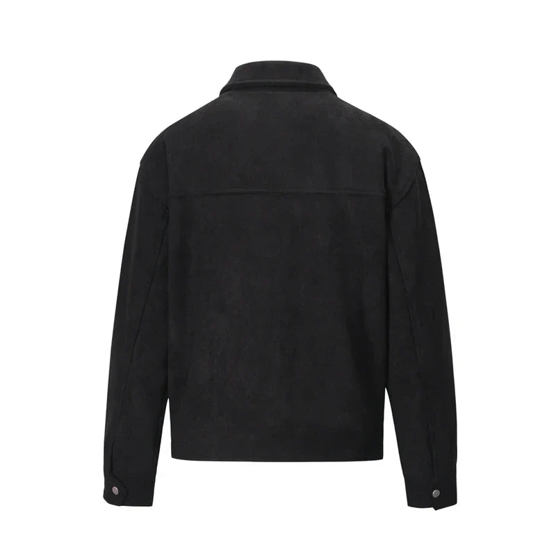 Suede Jacket - Men's Zip-Up Leather Jacket with Pockets-Men Jackets-Chaps of London-Chaps of London