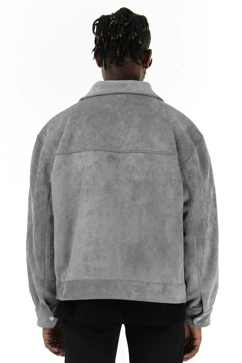 Suede Jacket - Men's Zip-Up Leather Jacket with Pockets-Men Jackets-Chaps of London-Chaps of London