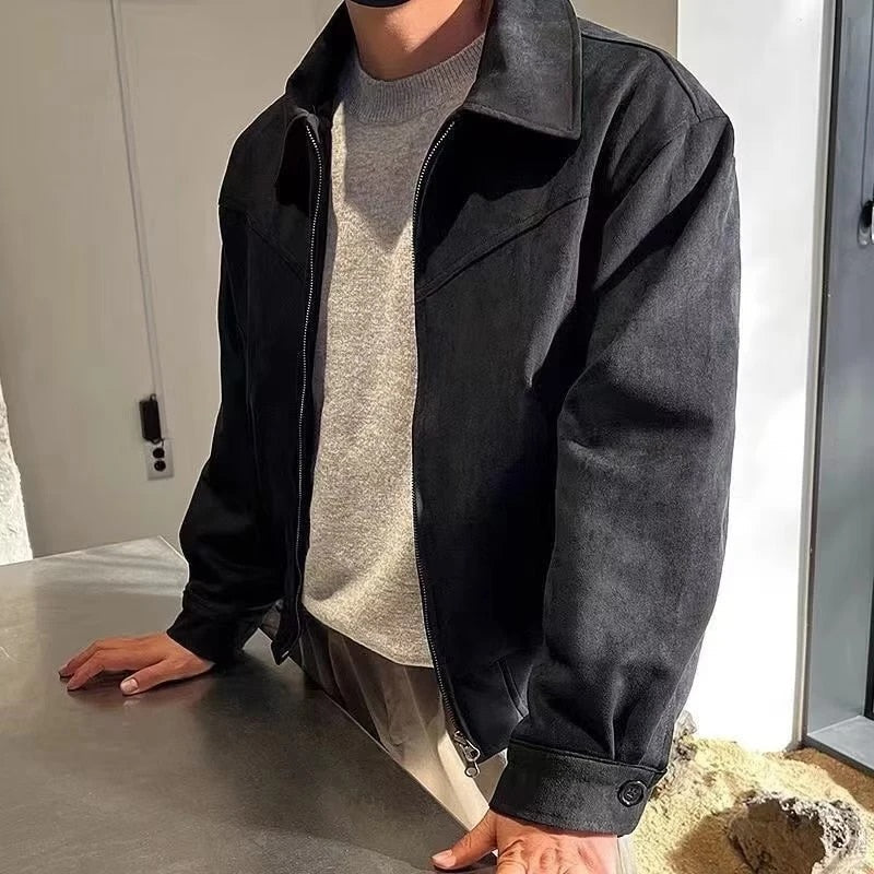 Suede Jacket - Retro - Zip-Up - Vintage Jacket - Men's Jacket-Jacket-Chaps of London-Chaps of London