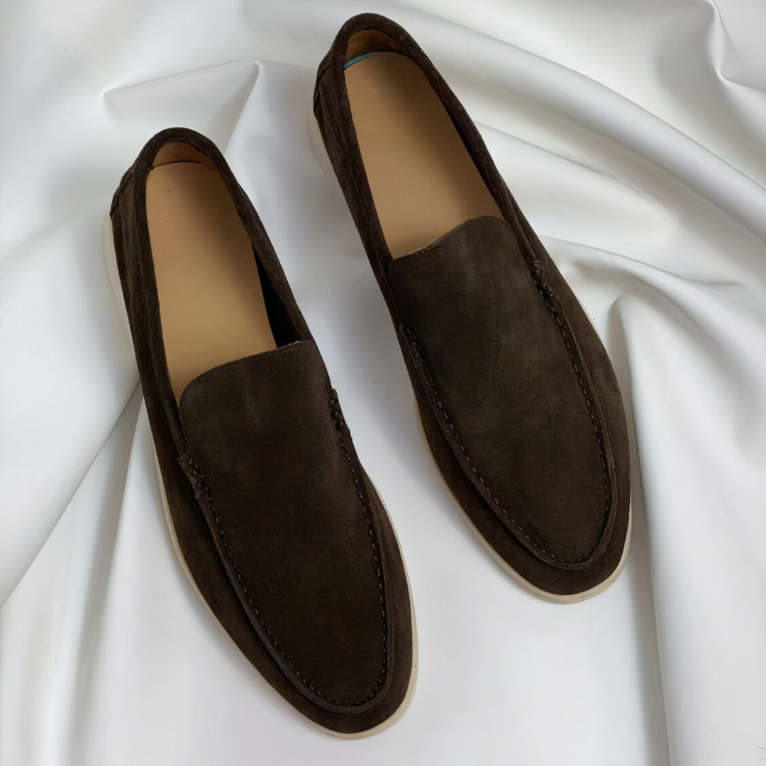 Suede Loafers - Men's Comfortable Rubber Sole Slip-On Loafers Shoes-Chaps of London-Chaps of London