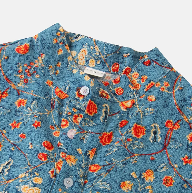 Summer Shirt - Men's Casual Buttoned Short Sleeve Flower Shirt-Chaps of London-Chaps of London