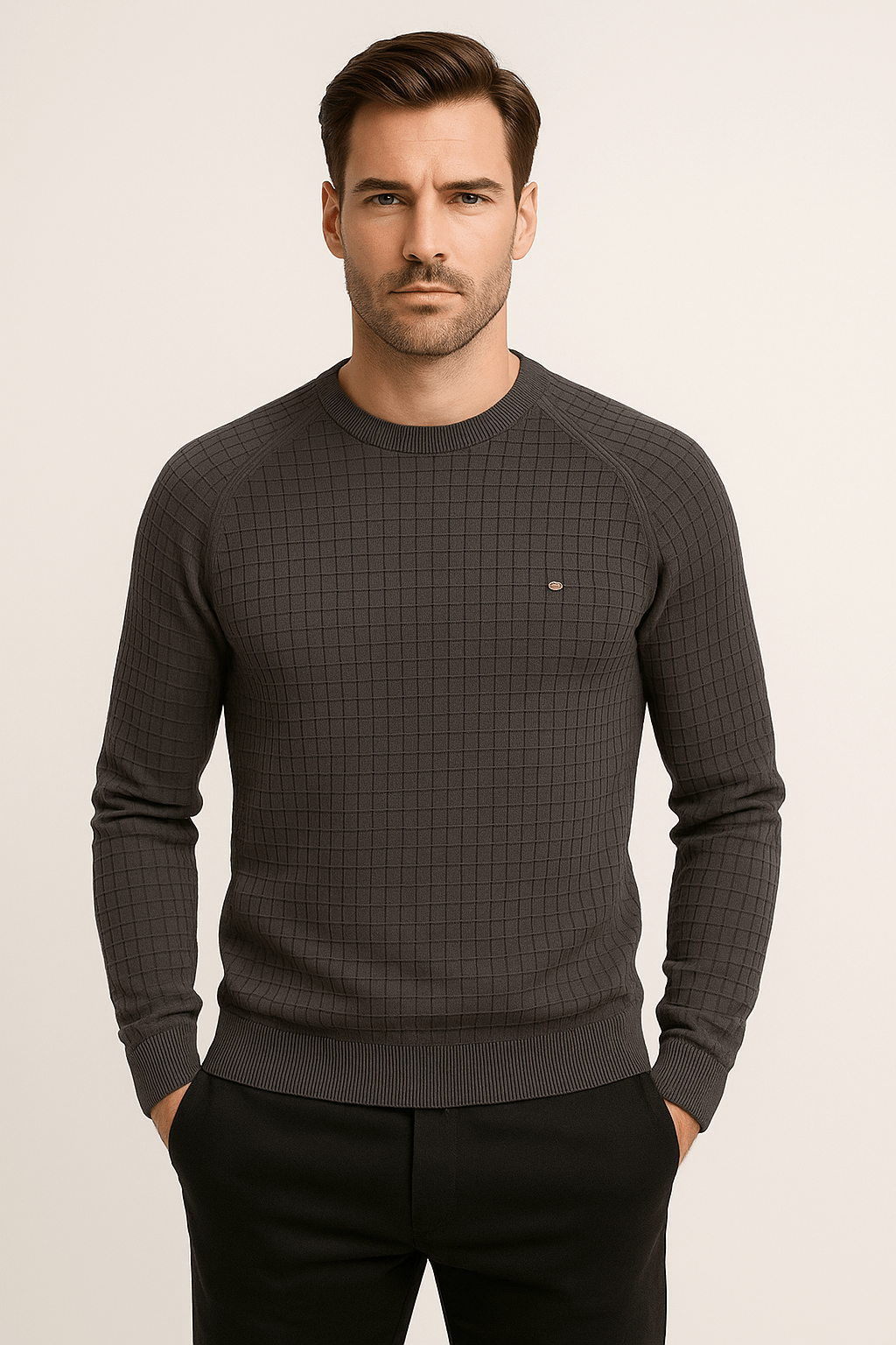 Sweater - Men's Round Neck Long Sleeve Pullover Sweatshirt-Sweatshirts & Hoodies-Chaps of London-Chaps of London