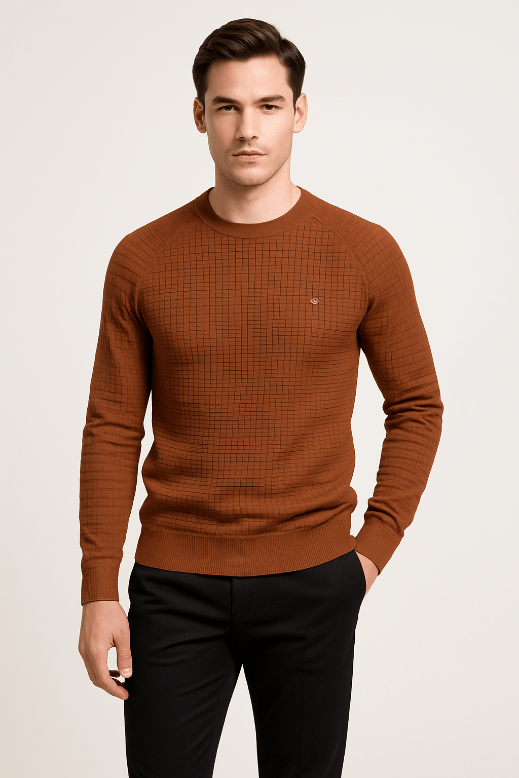 Sweater - Men's Round Neck Long Sleeve Pullover Sweatshirt-Sweatshirts & Hoodies-Chaps of London-Chaps of London