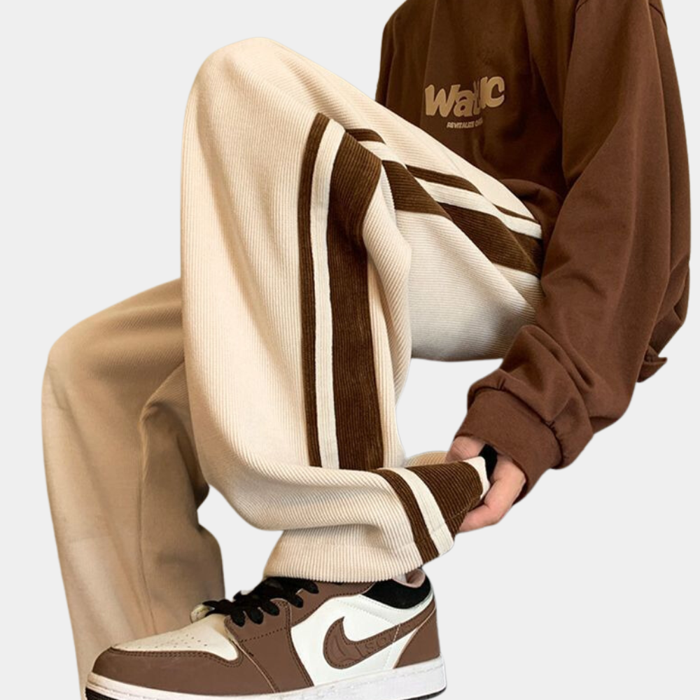 Sweatpants - Men's Striped Loose Fit Wide Leg Joggers-Men Winter Pants-Chaps of London-Chaps of London