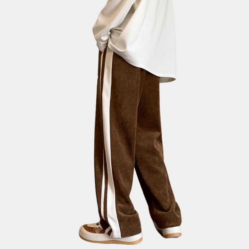 Sweatpants - Men's Striped Loose Fit Wide Leg Joggers-Men Winter Pants-Chaps of London-Chaps of London
