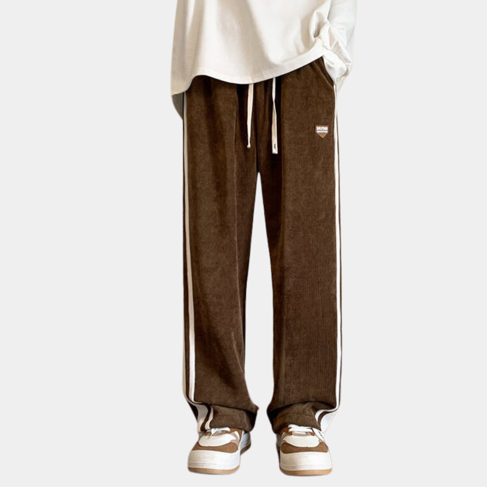 Sweatpants - Men's Striped Loose Fit Wide Leg Joggers-Men Winter Pants-Chaps of London-Chaps of London