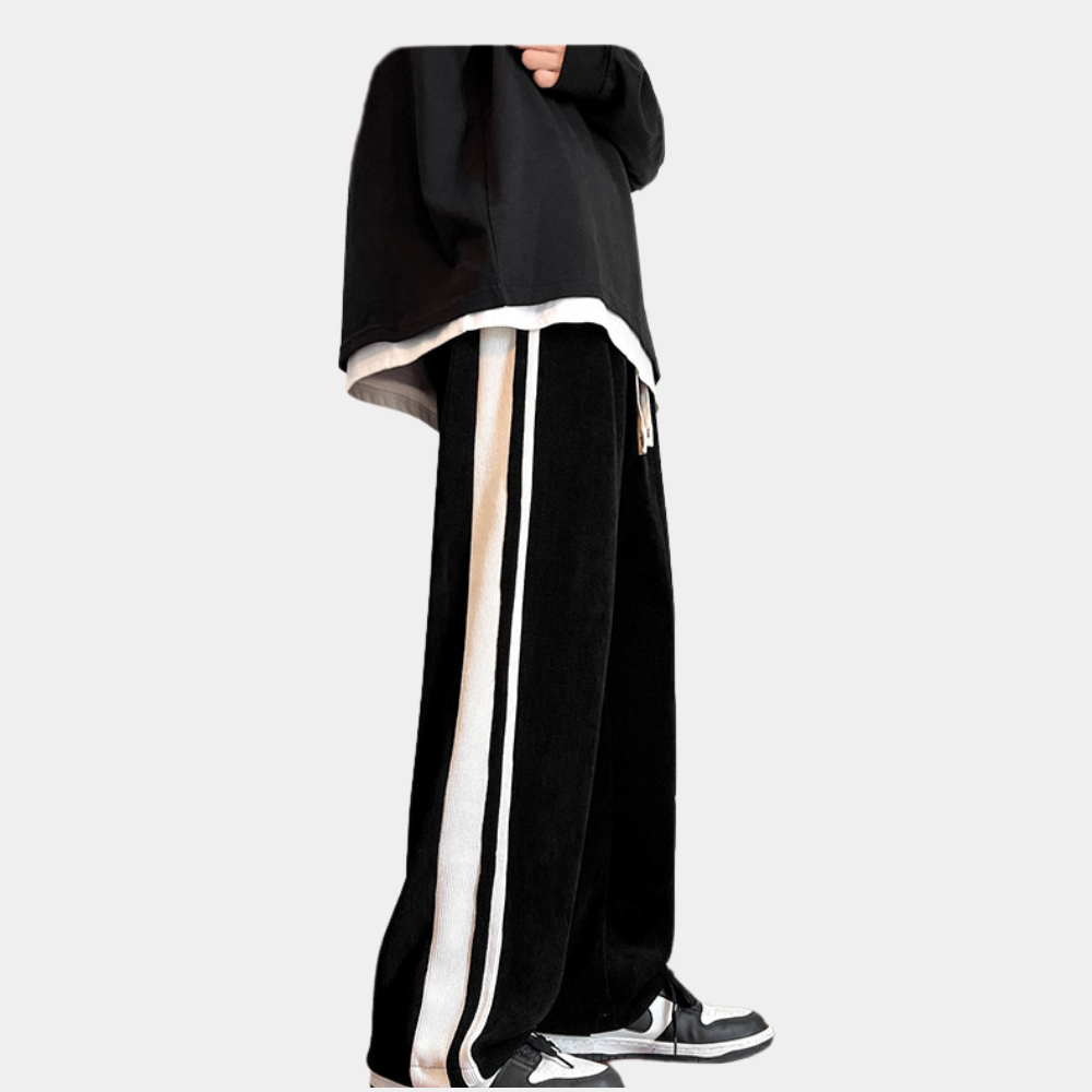 Sweatpants - Men's Striped Loose Fit Wide Leg Joggers-Men Winter Pants-Chaps of London-Chaps of London