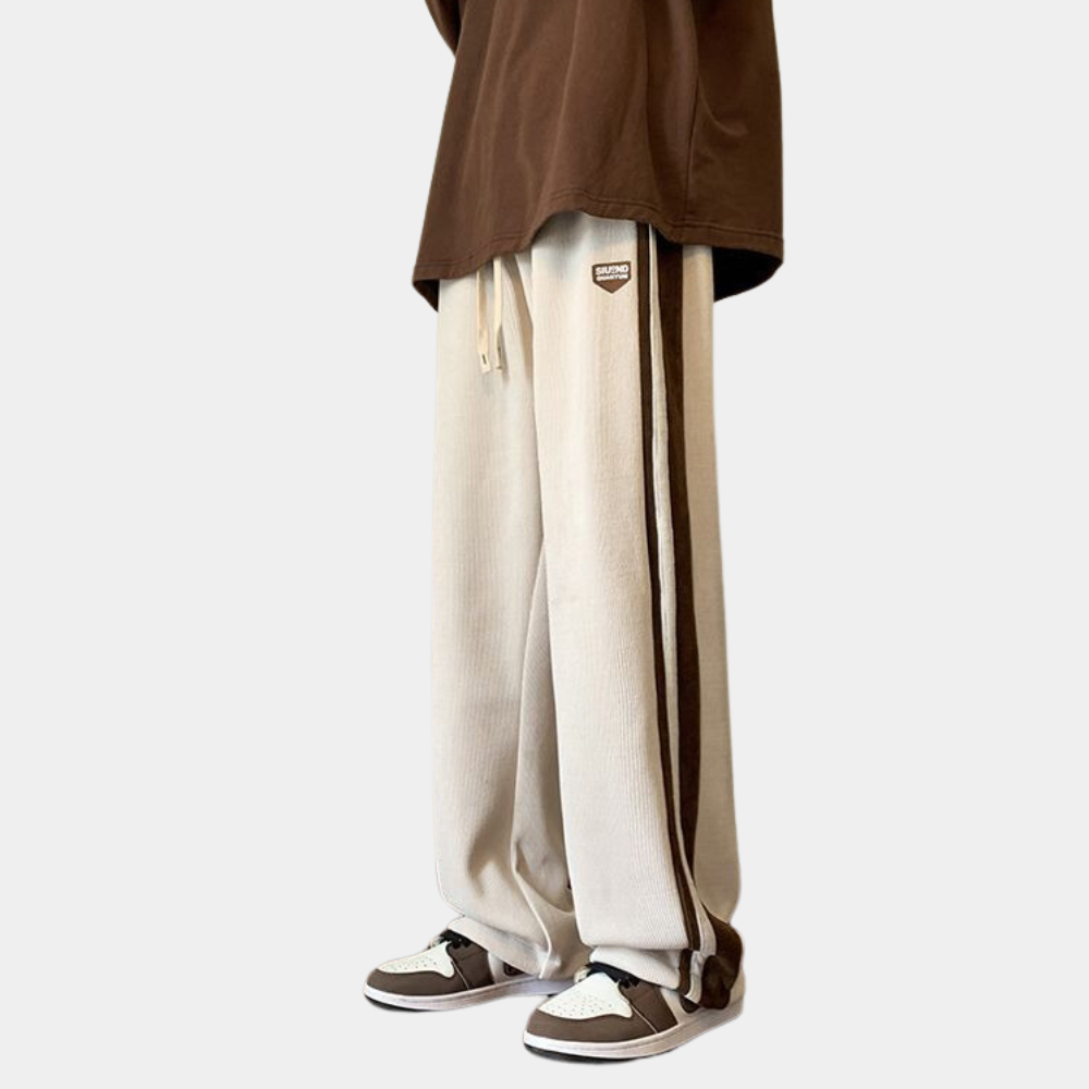 Sweatpants - Men's Striped Loose Fit Wide Leg Joggers-Men Winter Pants-Chaps of London-Chaps of London