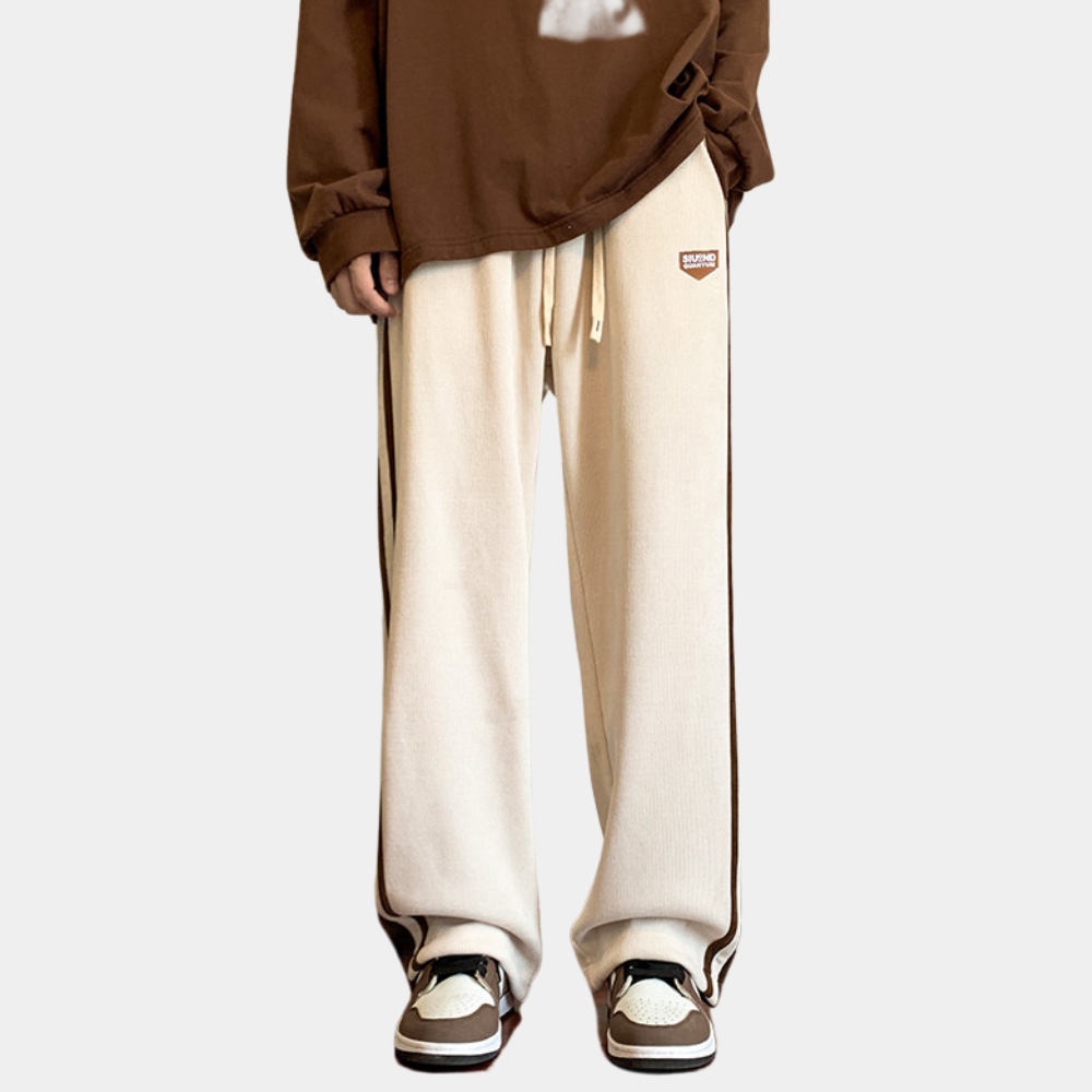 Sweatpants - Men's Striped Loose Fit Wide Leg Joggers-Men Winter Pants-Chaps of London-Chaps of London