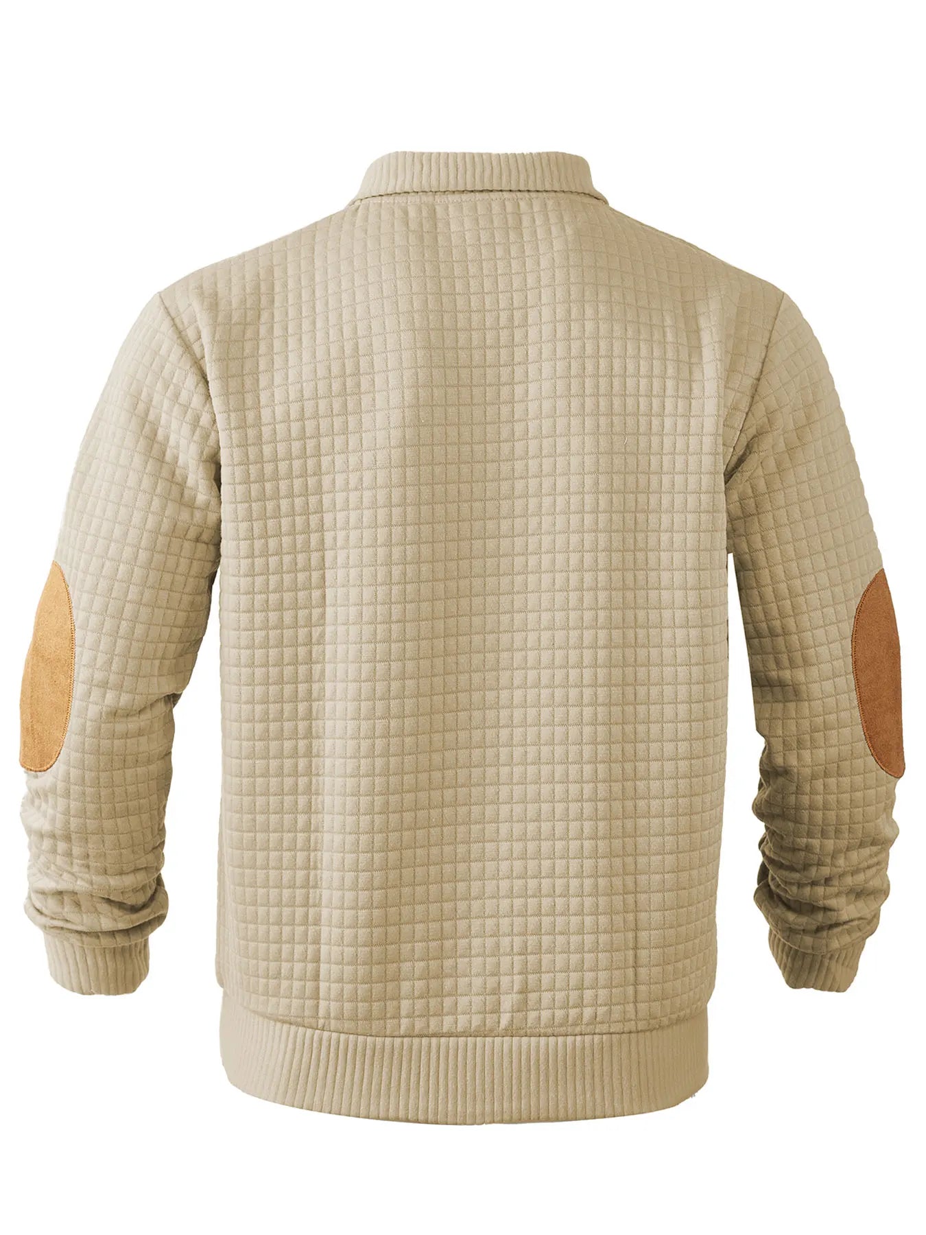 Sweatshirt - Men's Warm Waffle Pullover Sweater with Elbow Patches-Men's Pullover Sweater-Chaps of London-Chaps of London
