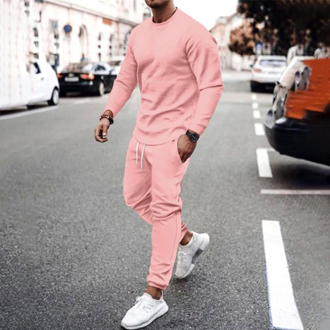 Sweatshirt and Jogger Set | Casual | Tracksuit | Two-Piece Set | Men's Clothing-Southern Taylor-Pink-S-Chaps of London