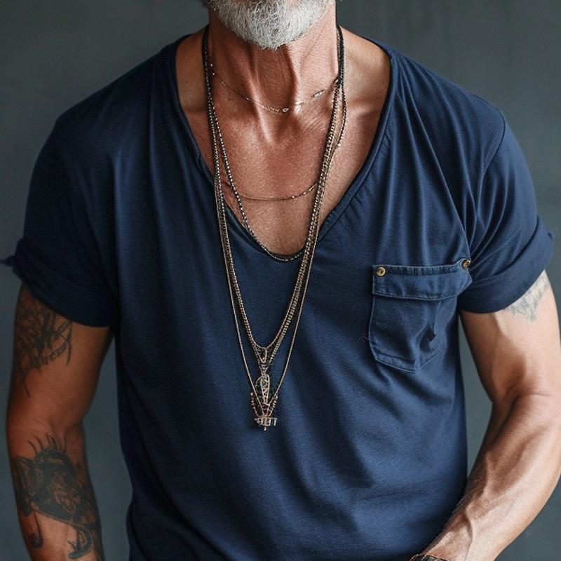 T-Shirt - Lightweight - Regular Fit - V-Neck T-Shirt - Men's Shirts-Men's Shirt-Chaps of London-Chaps of London