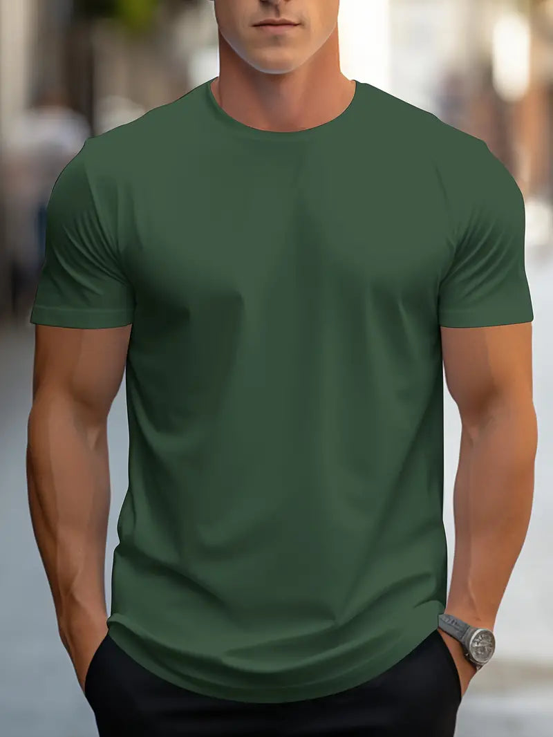 T-Shirt - Plain - Crew Neck - Basic T-Shirt - Men's Clothing-T-shirts-Chaps of London-Dunkelgrün-S-Chaps of London