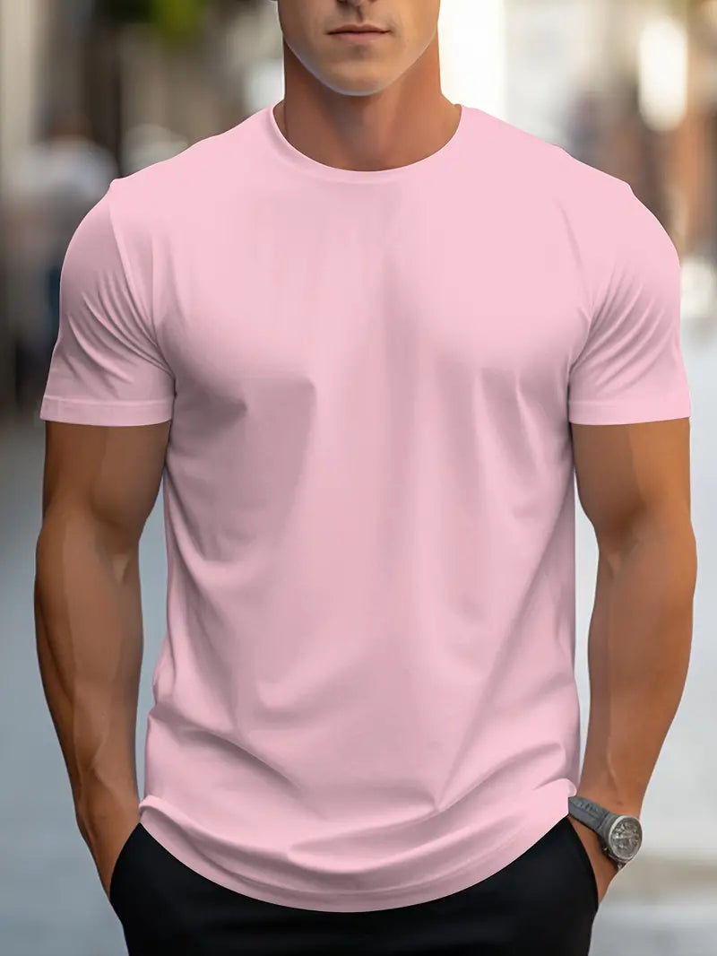T-Shirt - Plain - Crew Neck - Basic T-Shirt - Men's Clothing-T-shirts-Chaps of London-Rosa-S-Chaps of London