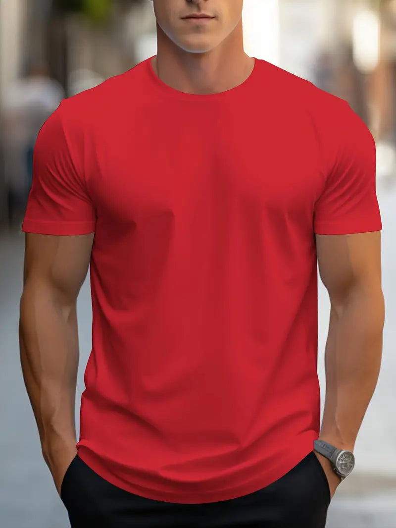 T-Shirt - Plain - Crew Neck - Basic T-Shirt - Men's Clothing-T-shirts-Chaps of London-Rot-S-Chaps of London