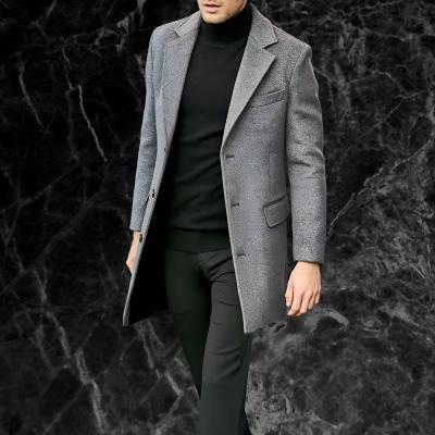 Trench Coat - Men's Mid Length Single Breasted Wool Trench Coat-Men's jacket-Chaps of London-Chaps of London