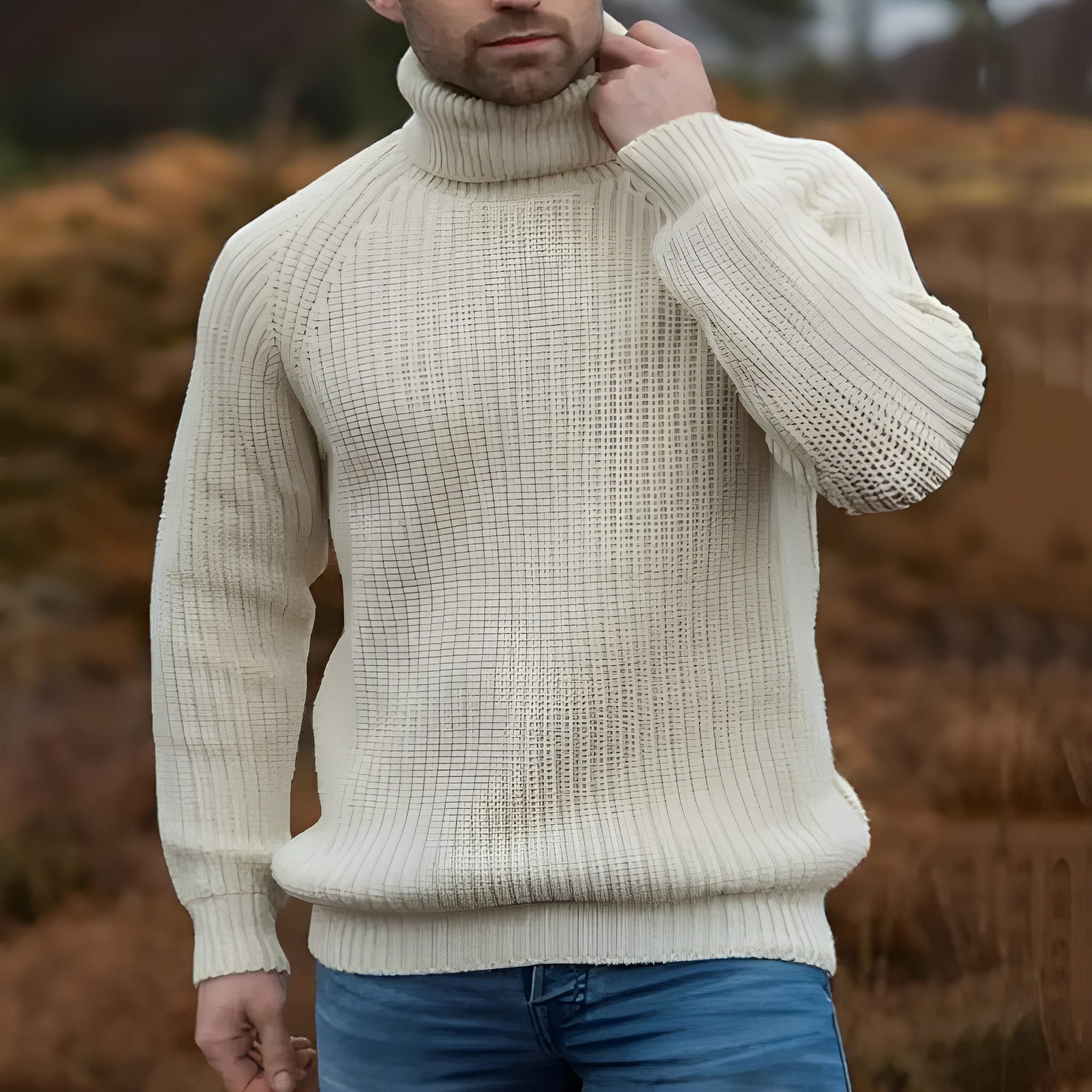 Turtleneck Sweater - Roll Neck - Rib Knit - Knitted Jumper - Men's Knitwear-Turtleneck Sweater-Chaps of London-Chaps of London