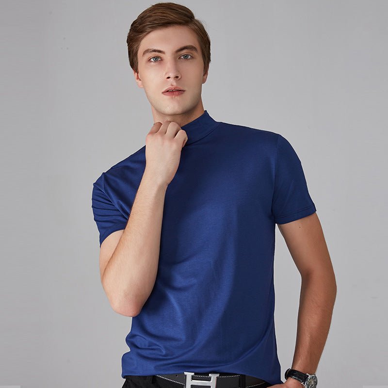 Turtleneck T-Shirt - Short Sleeve - Plain - High Neck Tee Shirts - Men's Clothing-T-shirts-Chaps of London-Chaps of London