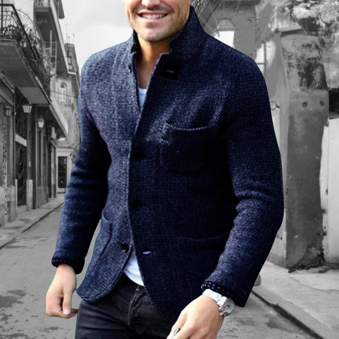 Tweed Jacket - Single Breasted - Pockets - Blazer Jacket - Men's Jacket-Fashion Men Cardigan Shawl Fall-Chaps of London-Chaps of London