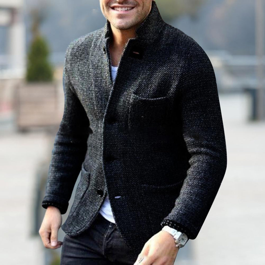 Tweed Jacket - Single Breasted - Pockets - Blazer Jacket - Men's Jacket-Fashion Men Cardigan Shawl Fall-Chaps of London-Chaps of London