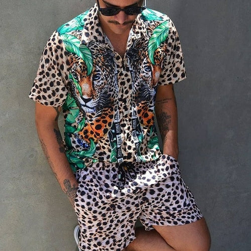 Two-Piece Set - Button-Up - Short Sleeve - Shirt and Shorts Set - Men's Summer Clothes-Hawaiian Men's Short Sleeve Set-Chaps of London-Chaps of London