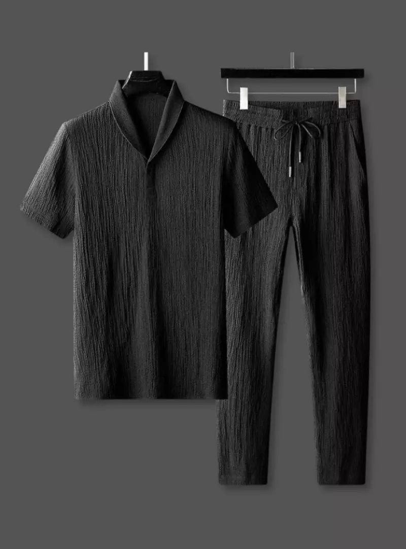 Two-Piece Set - Men's Short Sleeve Shirt and Pants Set for Summer-Chaps of London-Chaps of London
