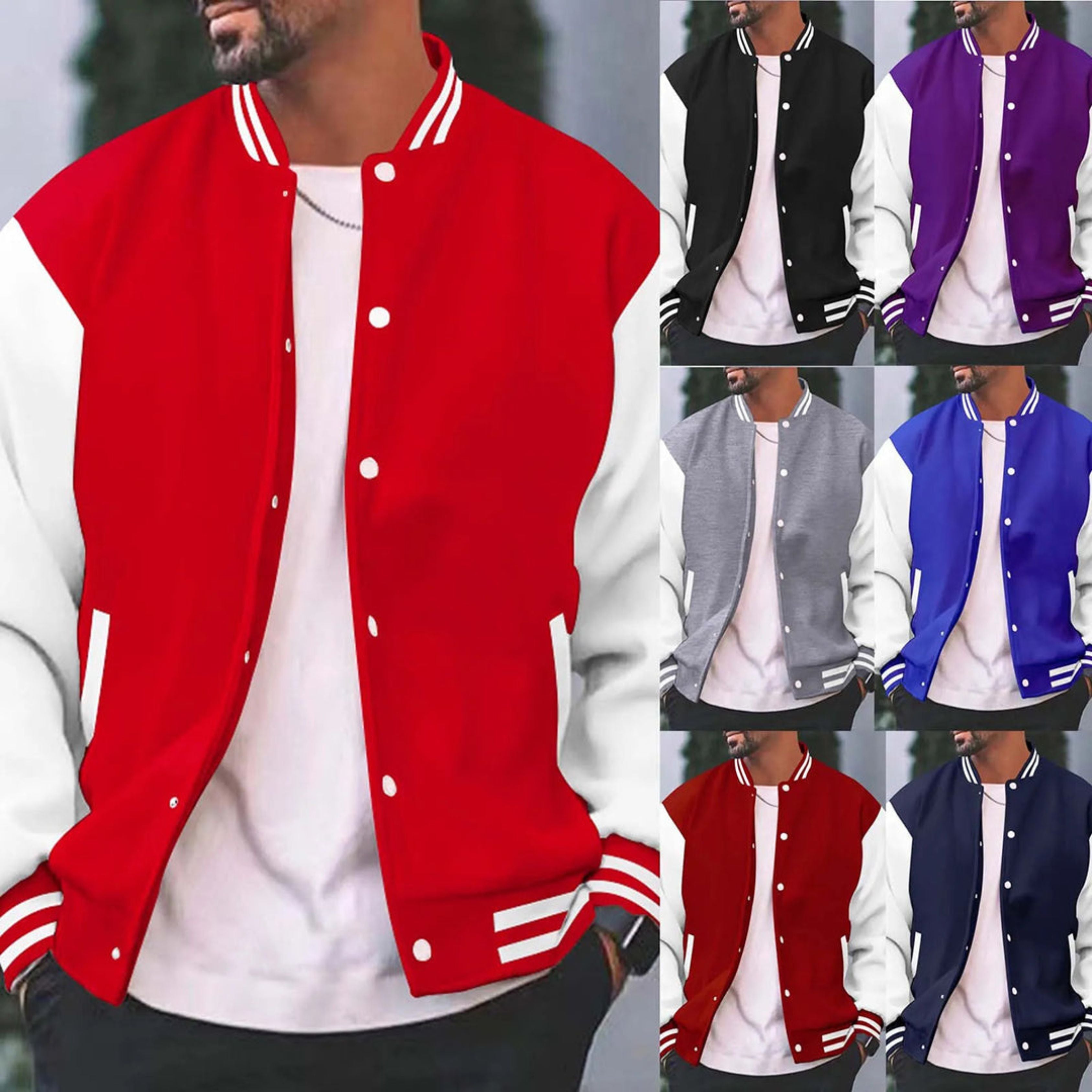 Varsity Jacket - Men's Casual Button-Up Baseball Bomber jacket-Bomber Jacket-Chaps of London-Chaps of London