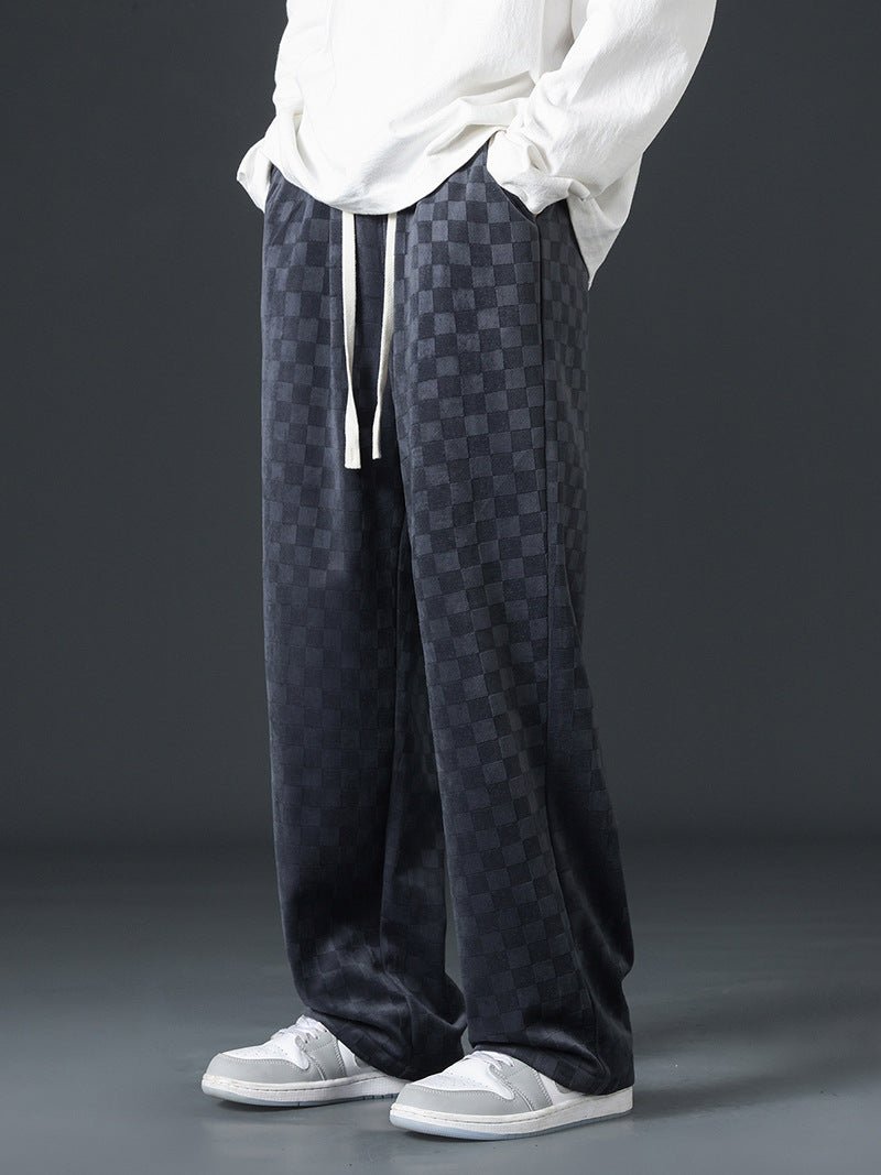 Wide Leg Joggers | Elastic Waist | Plaid | Loose Fit Pants | Men's Joggers-Chaps of London-Chaps of London