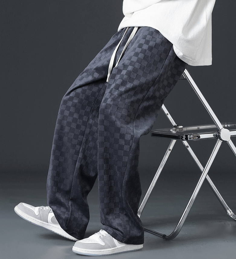 Wide Leg Joggers | Elastic Waist | Plaid | Loose Fit Pants | Men's Joggers-Chaps of London-Chaps of London