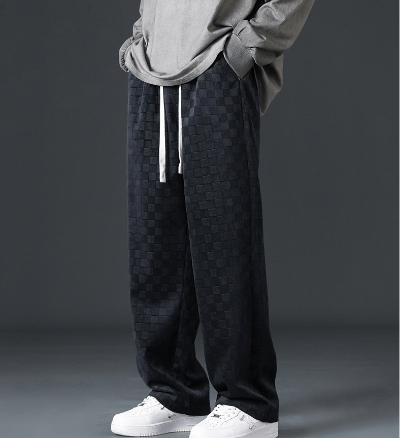 Wide Leg Joggers | Elastic Waist | Plaid | Loose Fit Pants | Men's Joggers-Chaps of London-Chaps of London