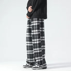Wide Leg Pants - Plaid - Relaxed Fit - Loose Fit Pants - Men's Pants-Men's long pants-Chaps of London-Black-S-Chaps of London