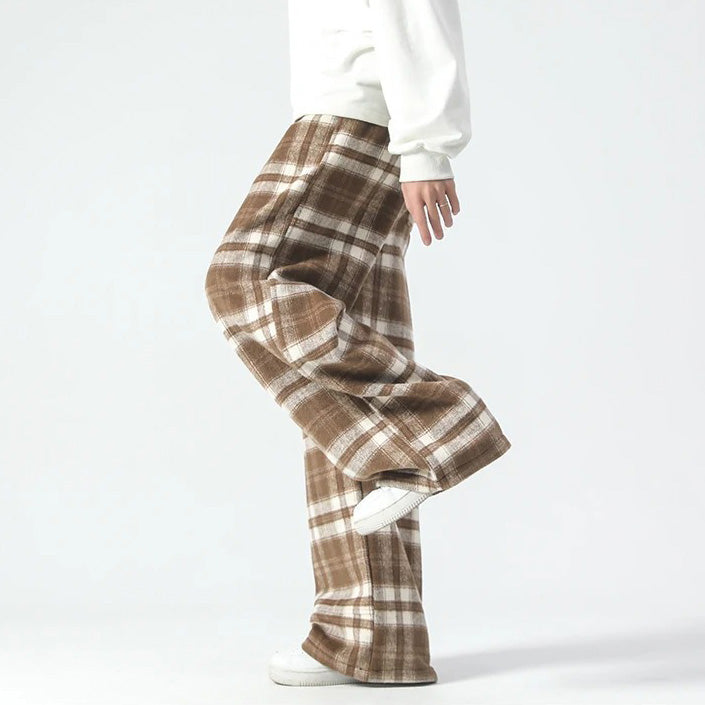 Wide Leg Pants - Plaid - Relaxed Fit - Loose Fit Pants - Men's Pants-Men's long pants-Chaps of London-Chaps of London