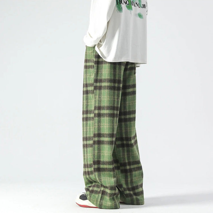 Wide Leg Pants - Plaid - Relaxed Fit - Loose Fit Pants - Men's Pants-Men's long pants-Chaps of London-Chaps of London