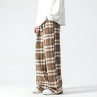 Wide Leg Pants - Plaid - Relaxed Fit - Loose Fit Pants - Men's Pants-Men's long pants-Chaps of London-Khaki-S-Chaps of London