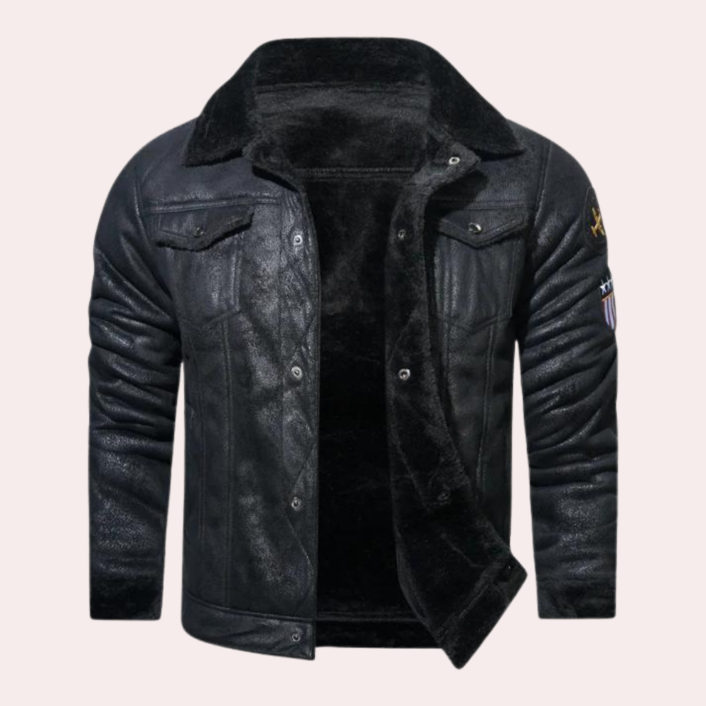 Winter Leather Jacket | Warm | Fleece Lined | Aviator Jacket | Men's Pilot Jacket -Chaps of London-Chaps of London