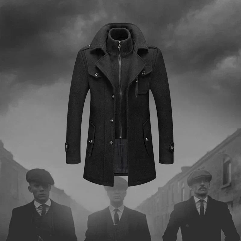 Wool Coat - Men's Mid Length Zip-Up Wool Jacket for Winter-Men's Wool Coat-Chaps of London-Chaps of London