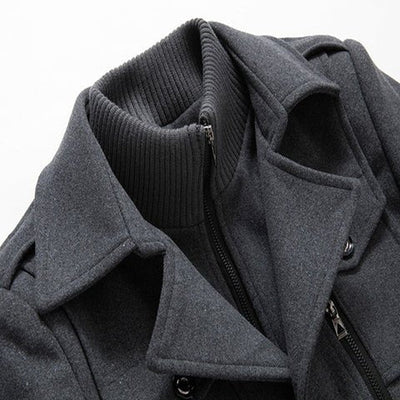 Wool Coat - Men's Mid Length Zip-Up Wool Jacket for Winter-Men's Wool Coat-Chaps of London-Chaps of London