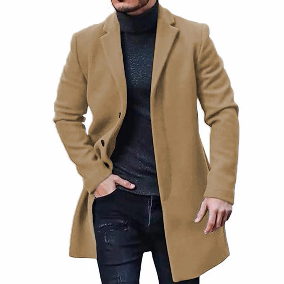 Wool Jacket - Single Breasted - Mid Length - Wool Trench Coat - Men's Winter Jacket-Chaps of London-Chaps of London