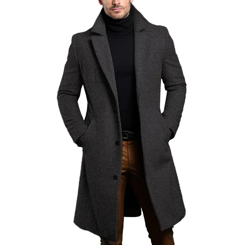 Wool Trench Coat | Formal | Single Breasted | Winter Trench Coat | Men's Coats-Men's Jackets-Chaps of London-Chaps of London