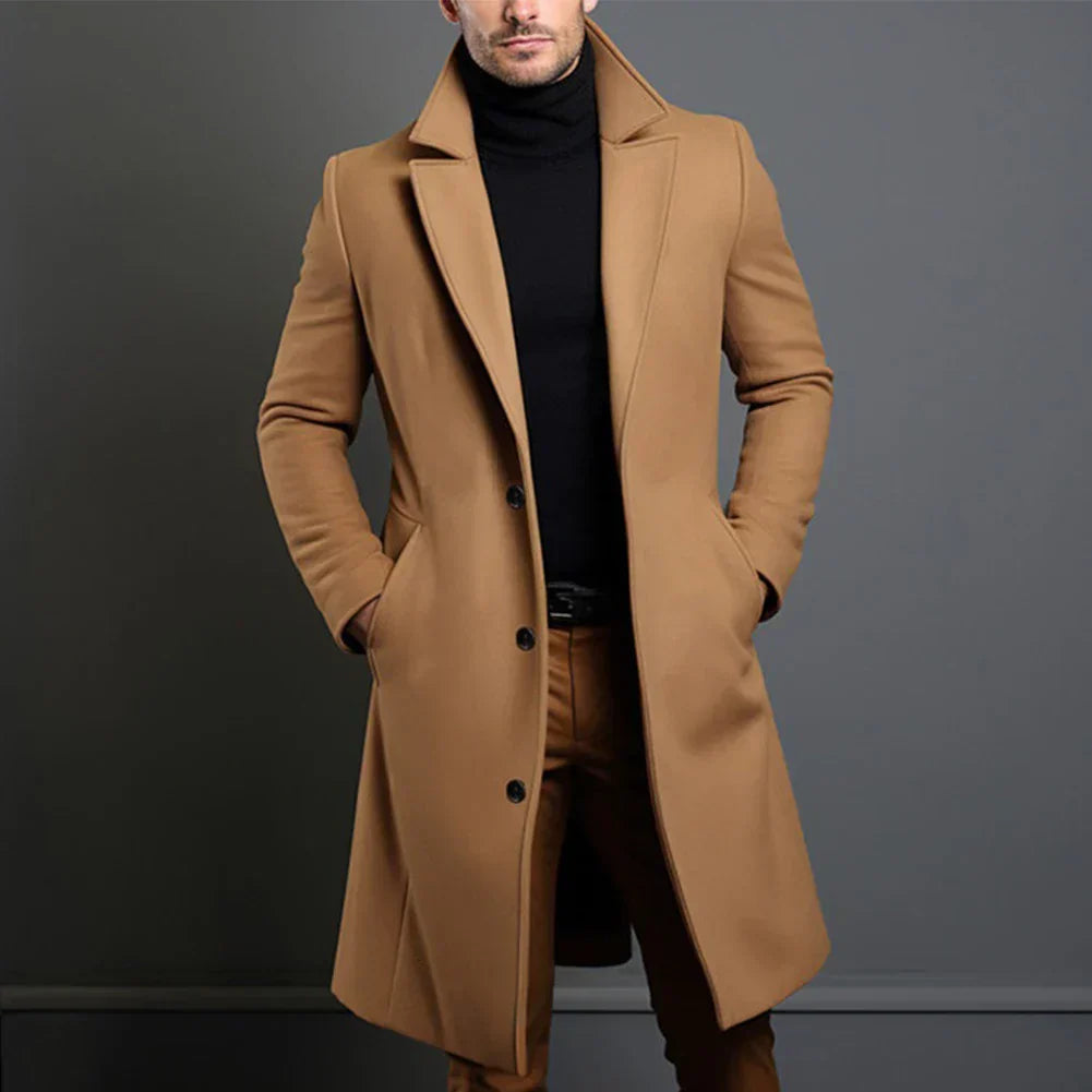 Wool Trench Coat | Formal | Single Breasted | Winter Trench Coat | Men's Coats-Men's Jackets-Chaps of London-Chaps of London