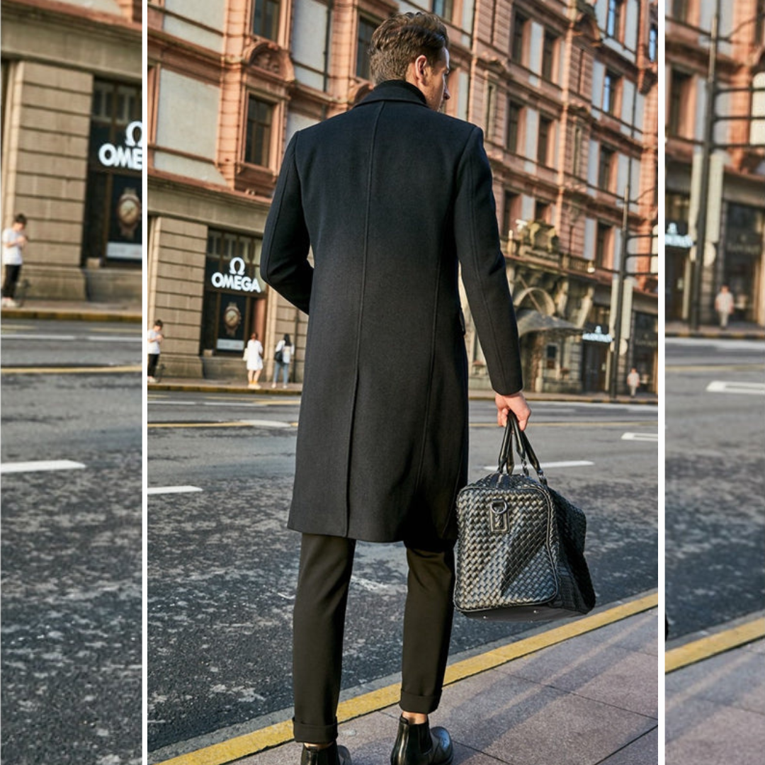 Wool Trench Coat - Men's Stylish Long Single Breasted Trench Coat-Men Coat-Chaps of London-Chaps of London