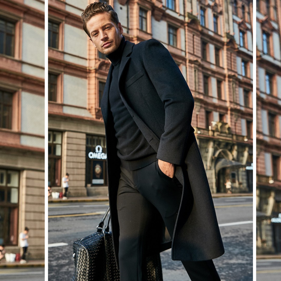 Wool Trench Coat - Men's Stylish Long Single Breasted Trench Coat-Men Coat-Chaps of London-Chaps of London