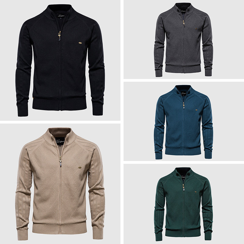 Zip-Up Sweater | Full Zip | Knitted | Zipper Cardigan | Men's Cardigan-Men's Zip Cardigan-Chaps of London-Chaps of London