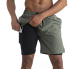 2-in-1 Shorts | Pockets | Workout | Running Shorts | Men's Shorts-Sportbroek man-Southern Taylor-Army Green-S-Chaps of London