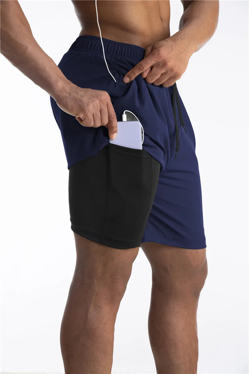 2-in-1 Shorts | Pockets | Workout | Running Shorts | Men's Shorts-Sportbroek man-Southern Taylor-Chaps of London