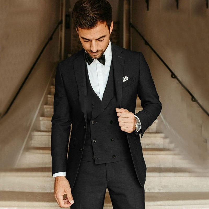 3-Piece Suit | Vest | Tailored | Formal Suit | Men's Suit-Men Set-Chaps of London-Black-XS-Chaps of London