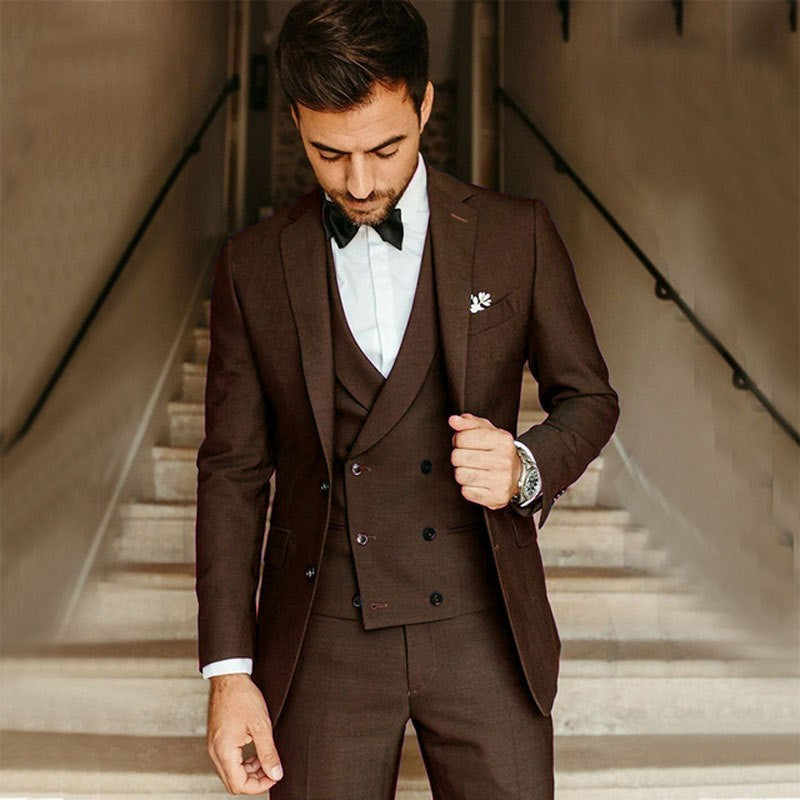 3-Piece Suit | Vest | Tailored | Formal Suit | Men's Suit-Men Set-Chaps of London-Brown-XS-Chaps of London